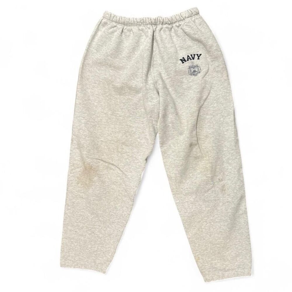 U.S. Navy Sweatpants Mens Large Midshipmen Gray Fleece Collegiate Made in USA